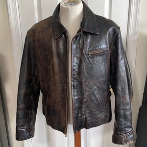 Double RL / RRL Ralph Lauren Polo Leather biker / newsboy jacket RARE XL